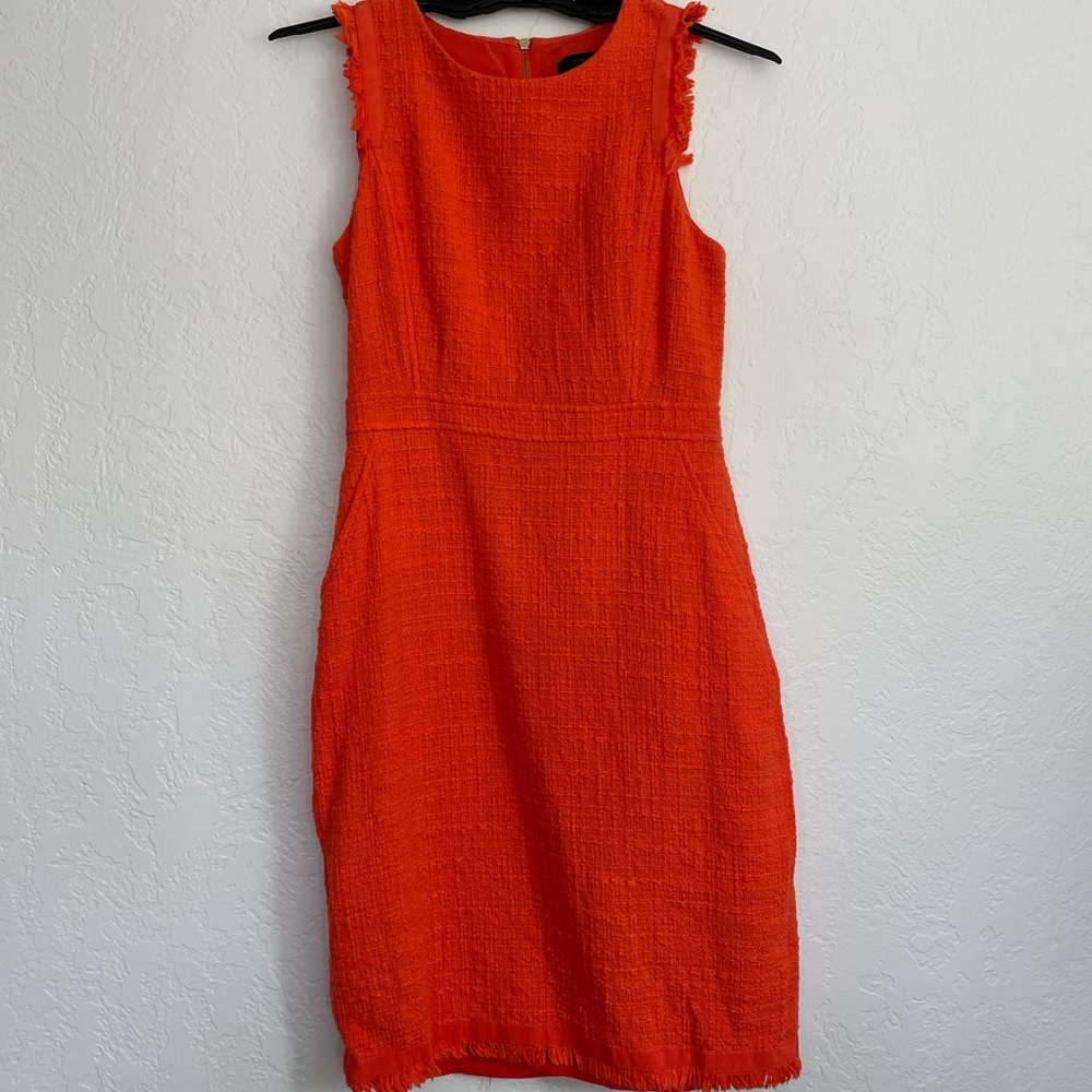 J.Crew orange cotton tweed summer shift dress